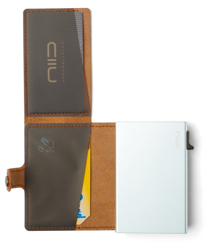Slide Mini Wallet ‧防刮牛皮 RFID小銀包型卡片盒 - 駱駝